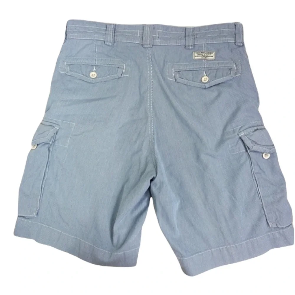 Polo Ralph Lauren blue and white seersucker cargo shorts. Size 35